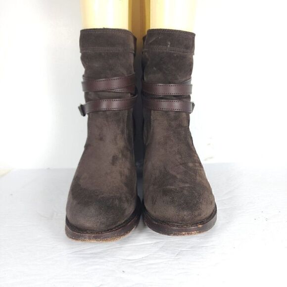 Frye Women's Jane US 8,5B B Strappy Belted Oiled Suede Short Boot Ankle Bootie - Picture 4 of 15